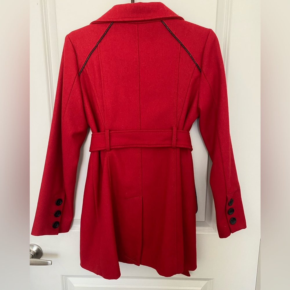 Guess Women's Red Classic Wool Blend Pea Coat Size Small Petite - Picture 2 of 9